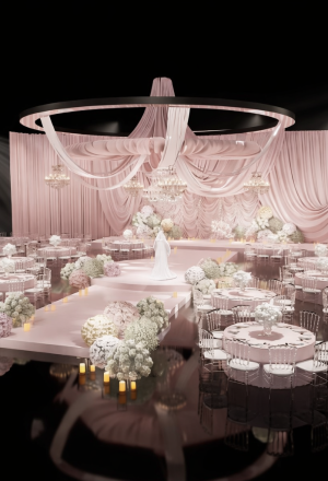 Tiệc Cưới Hồng Cẩm Thạch Lãng Mạn